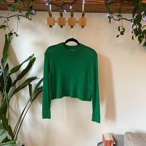 Topshop Crop Sweater, Green, Size 6